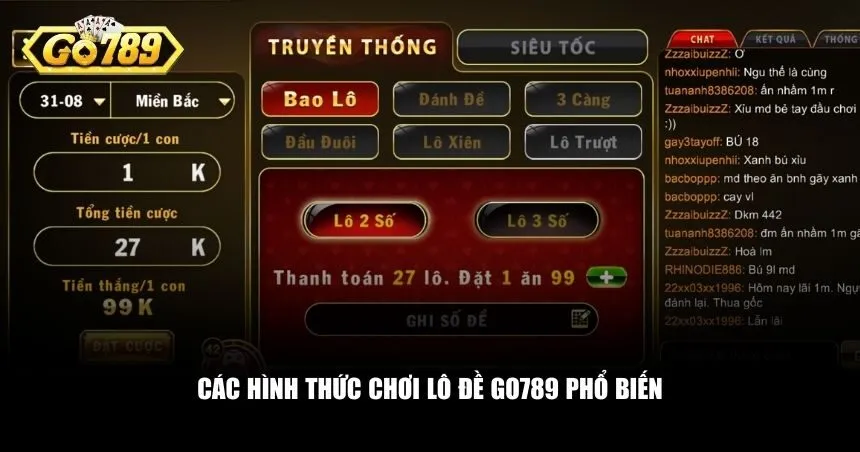 Các hình thức chơi lô đề Go789 phổ biến